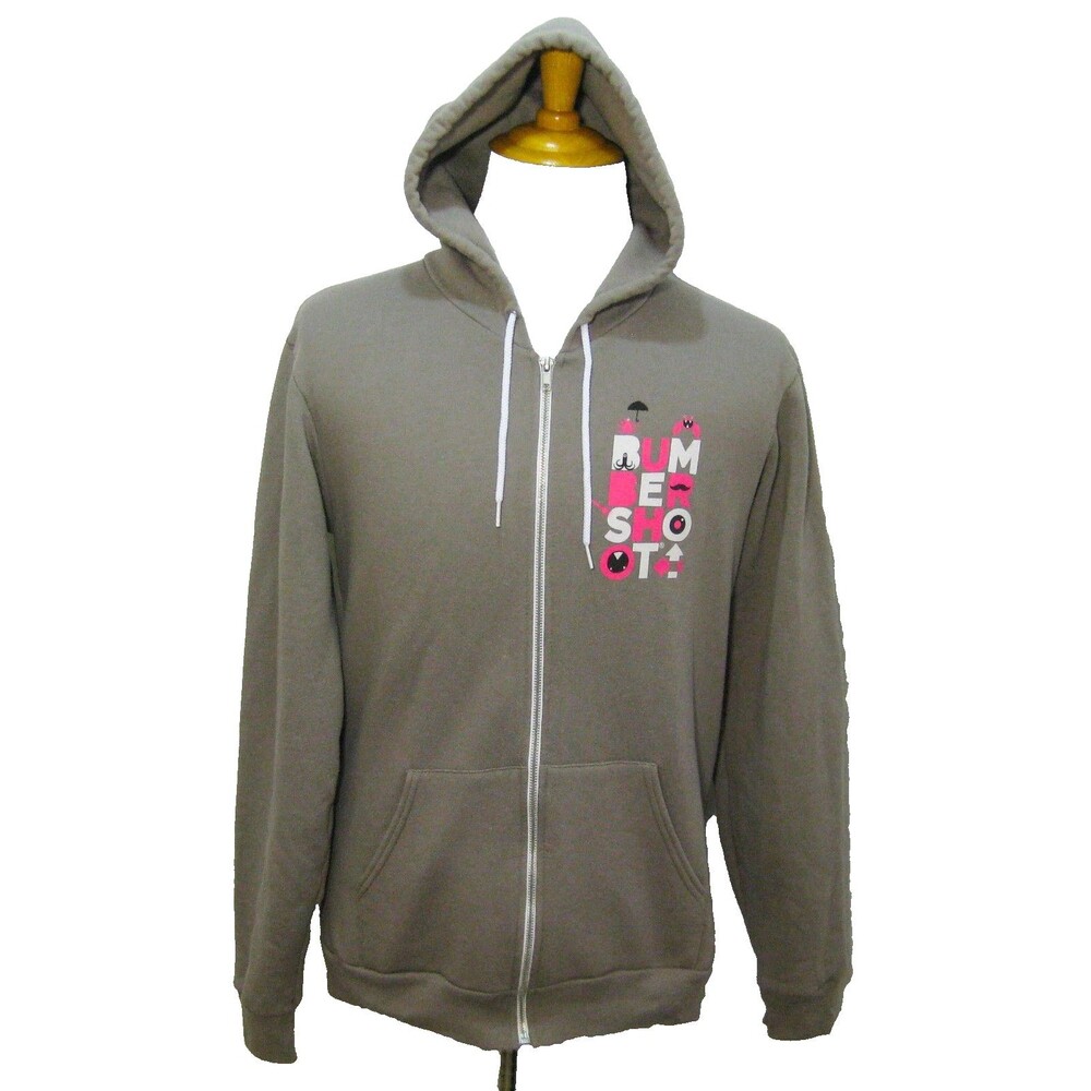 Bumbershoot Hoodie Mens Large Brown Full Zip Hooded Sweatshirt Seattle Music